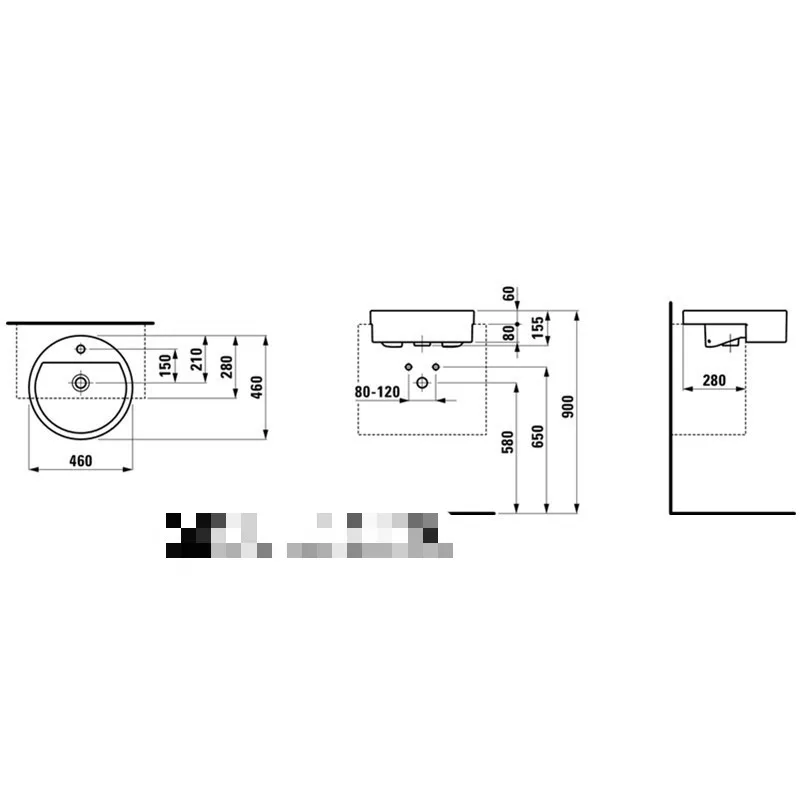 Series 460mm round semi-recessed basin 813431