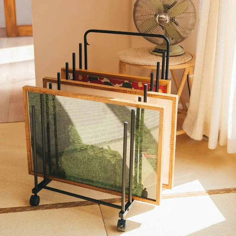 Simple modern wrought iron artboard storage cart, multi-functional rack