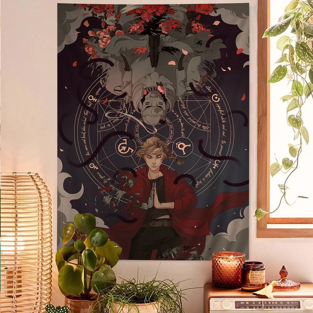 Anime Fullmetal Alchemist Cartoon Tapestry Art Science Fiction Room Home Decor Wall Hanging Home Decor