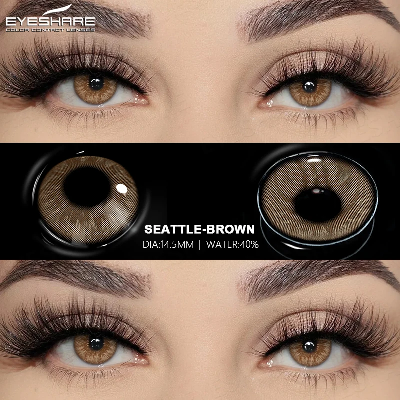 D'ORELLA 2 Stück natürliche braune Linsen, modische farbige Kontaktlinsen für Augen, weiche Jahres-Grau-Kontaktlinsen, Augen-Make-up, farbige Augenlinse