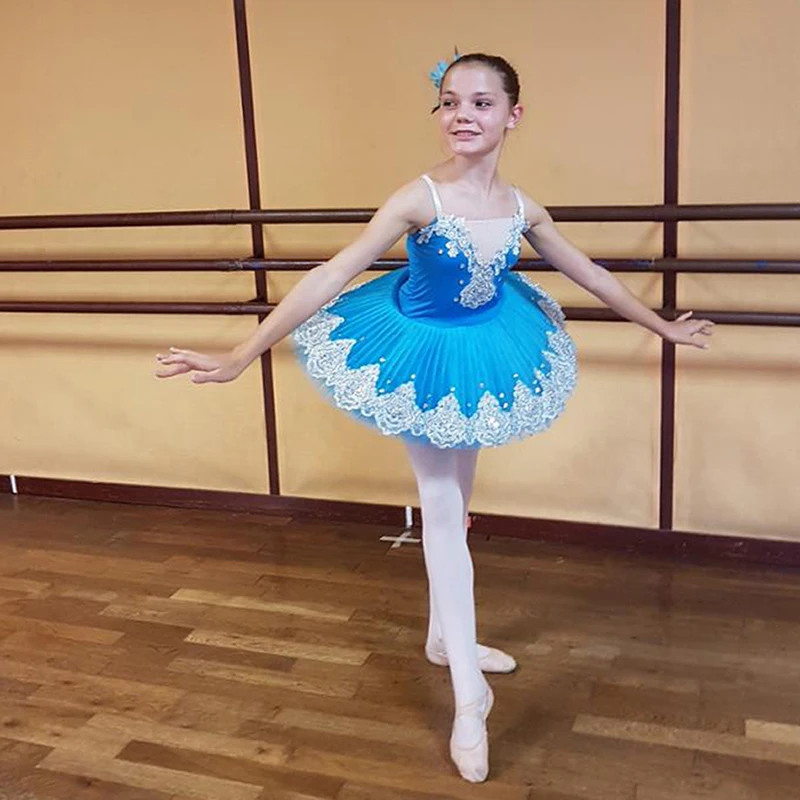 Falda abullonada profesional para niños y adultos, traje de baile de Ballet, falda de tutú azul, 10 colores, venta al por mayor, nuevo