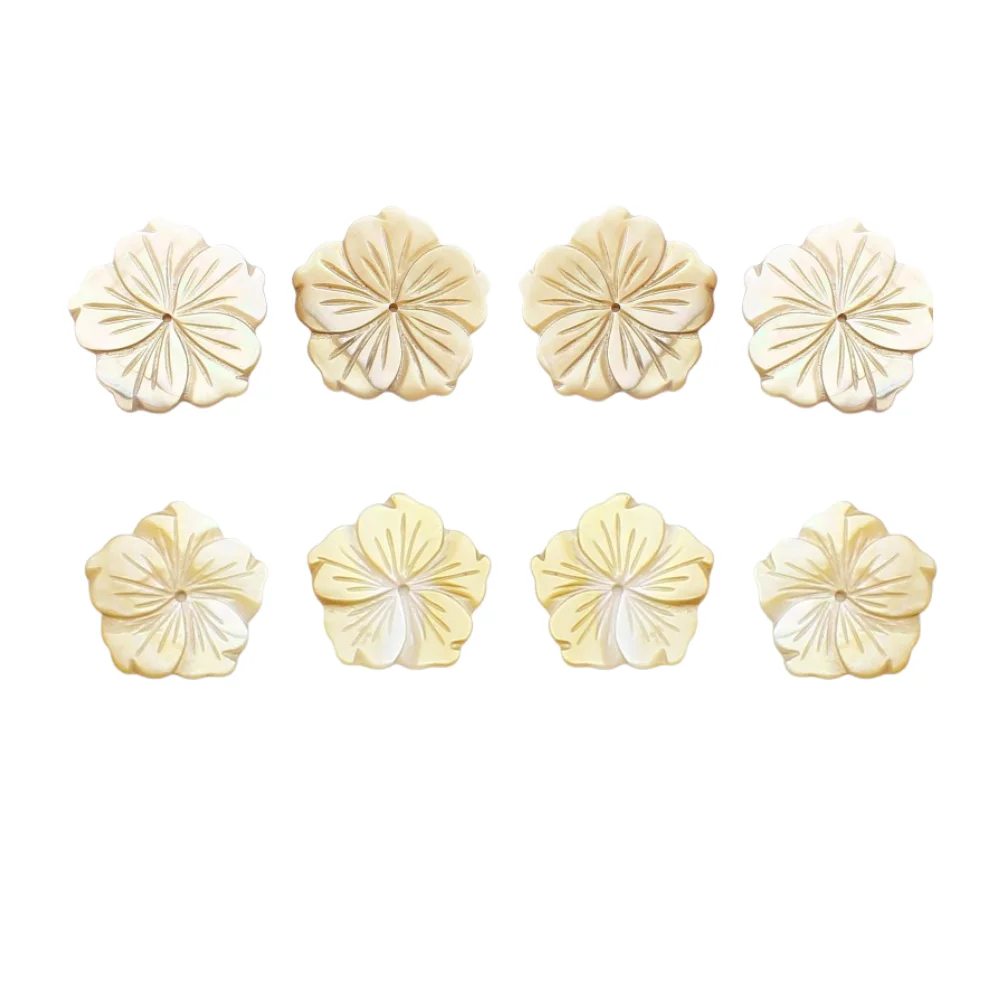 

Fine Natural Mother of Pearl Shell Flower Shape Pendants 1pc Yellow Shell Single Holes Charms Handamde Necklace Accessory