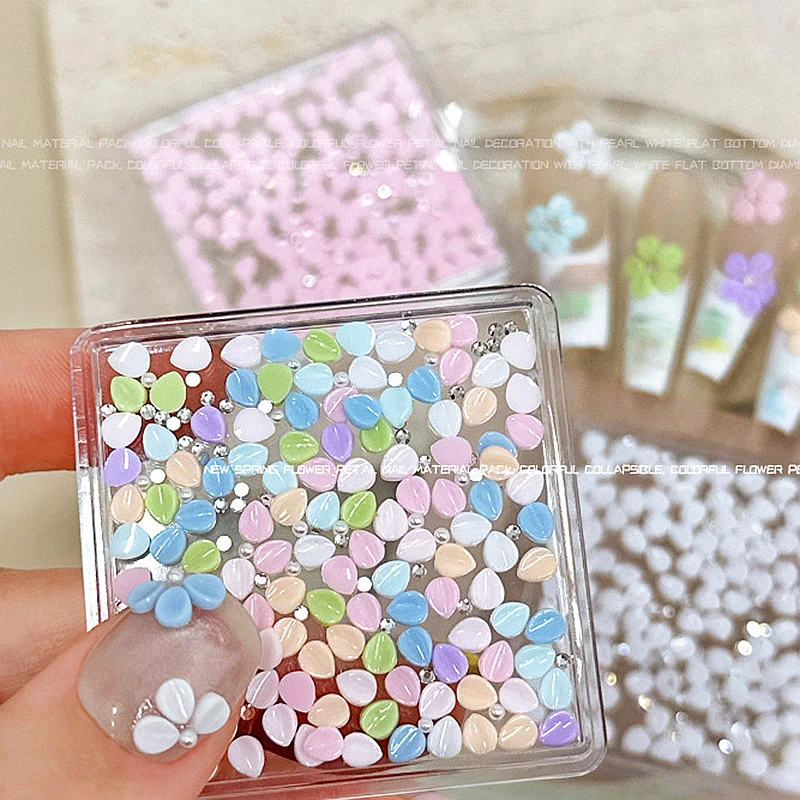 

130PCS 3D Acrylic Petal Nail Art Charms Flower Accessories Parts For Spring Manicure Decor Nails Decoration Supplies Material