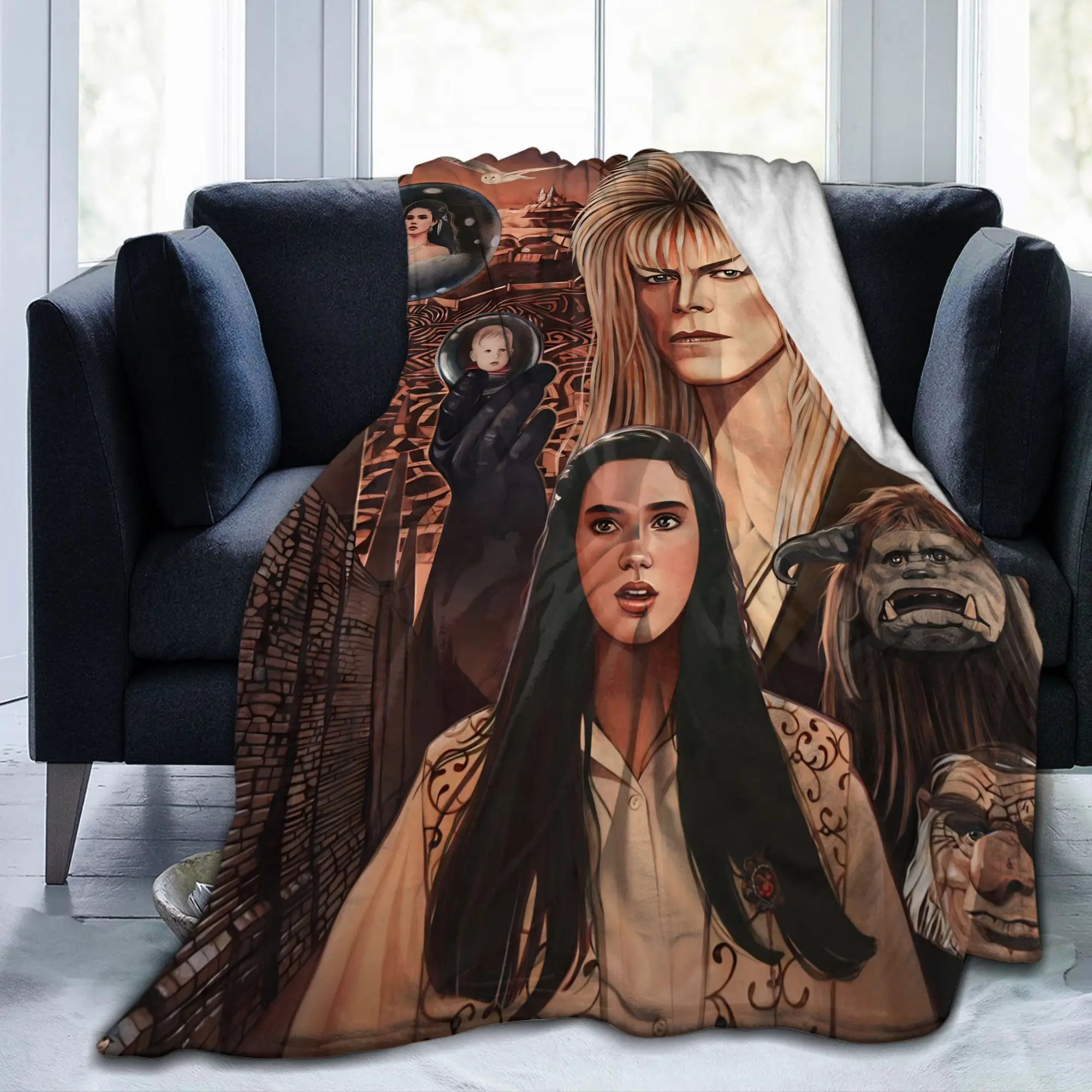 Labyrinths Jareth the-Goblin-King Blanket Classic Movie Wool Bedding Throw Blankets Bed Sofa Printed Decoration Multi-function