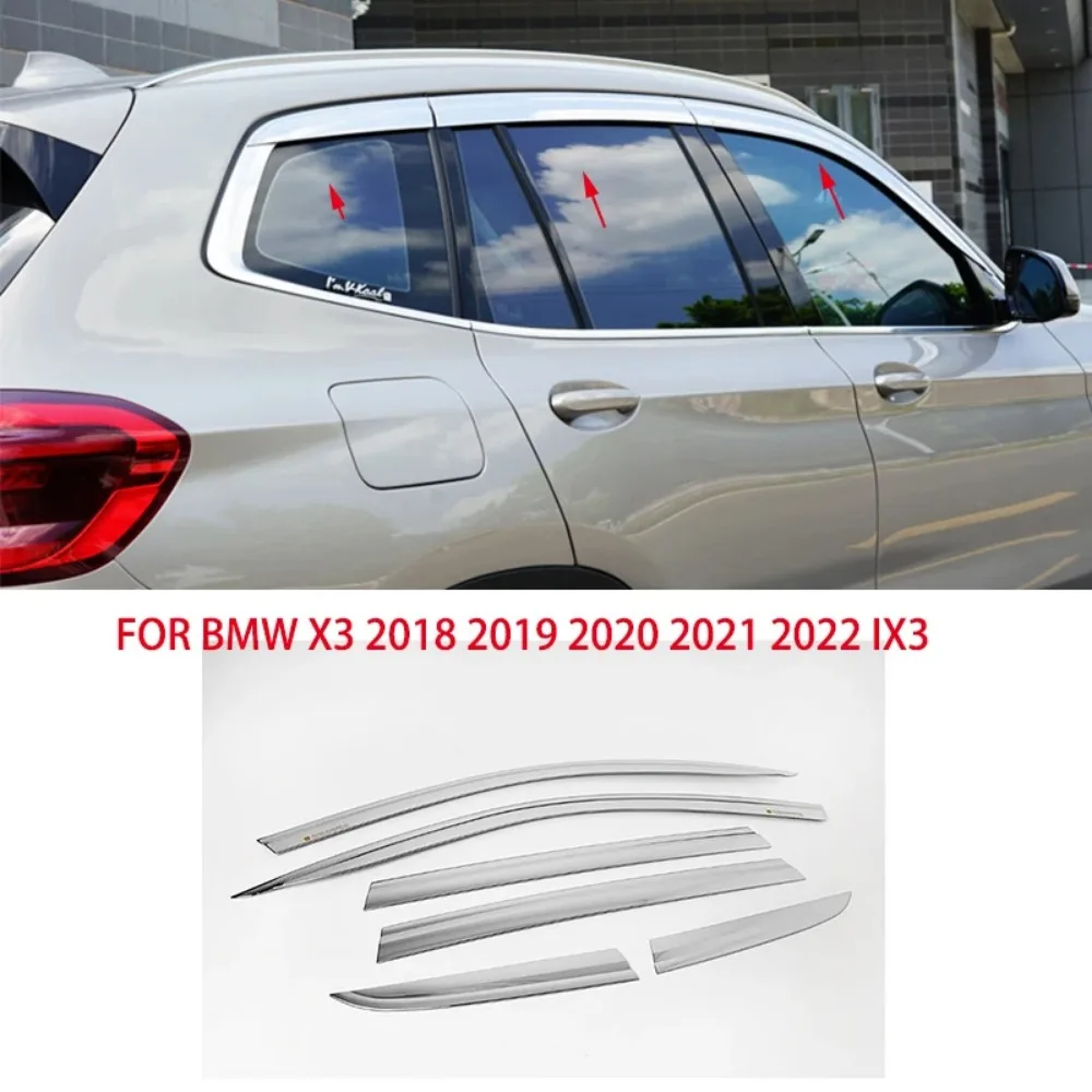 

For BMW X3 2018 2019 2020 2021 2022 IX3 ABS Chrome Waterproof Door Window Visor Vent Shades Sun Rain Guard Body Kit Accessories
