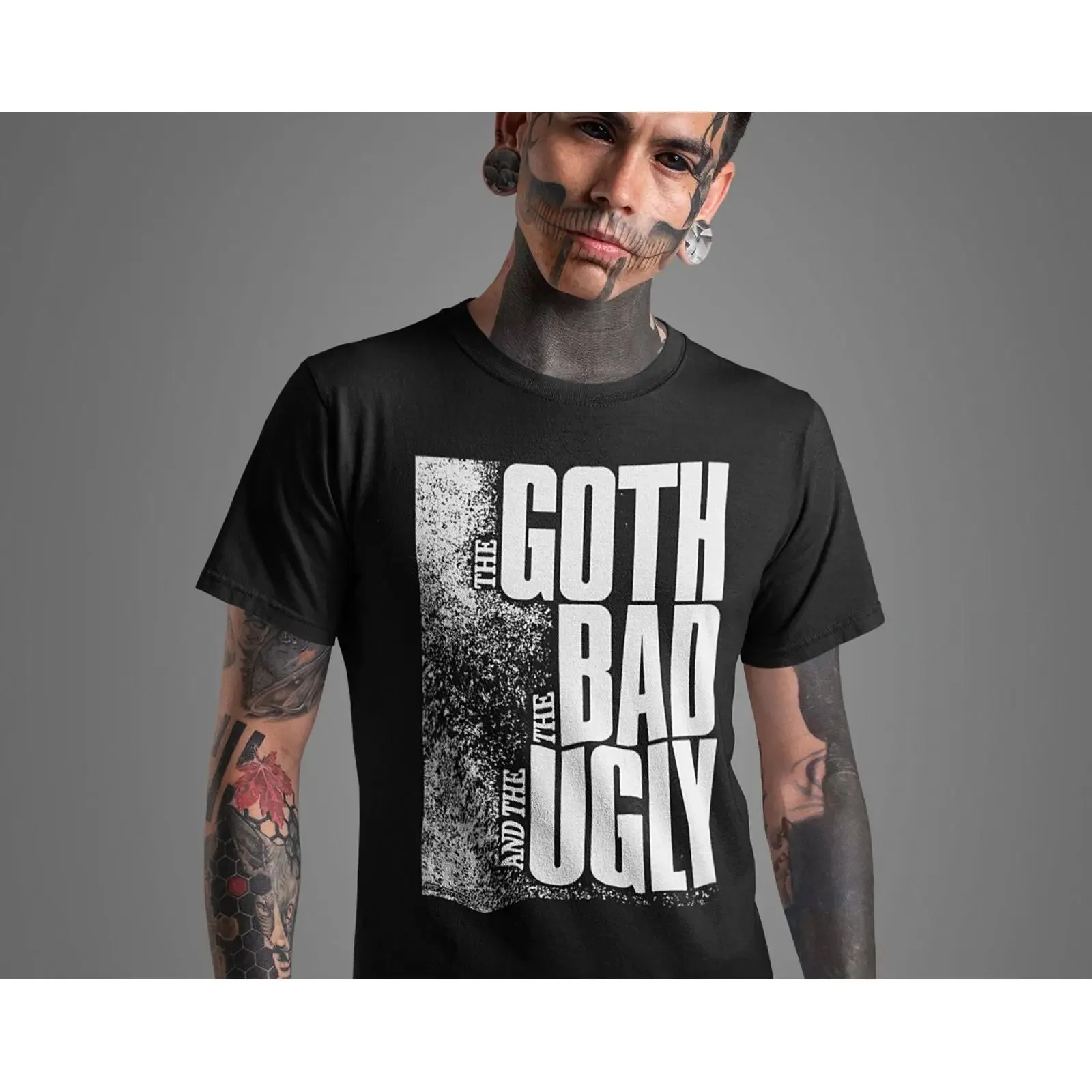 The Goth Bad And Ugly Clint Eastwood Spaghetti Western Parody Pop Cotton T Shirt vintage Washed Casual fashion Slightly homme
