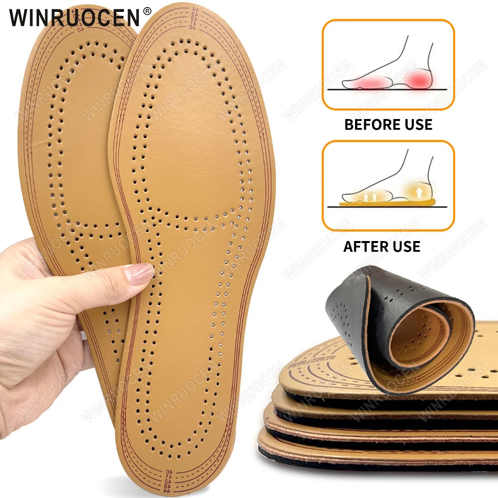 Cowhide Insole Leather Shoes Boots Shoe Inserts Soft Breathable Deodorant Anti-slip Template Shock Absorbing Insoles Sole Unisex