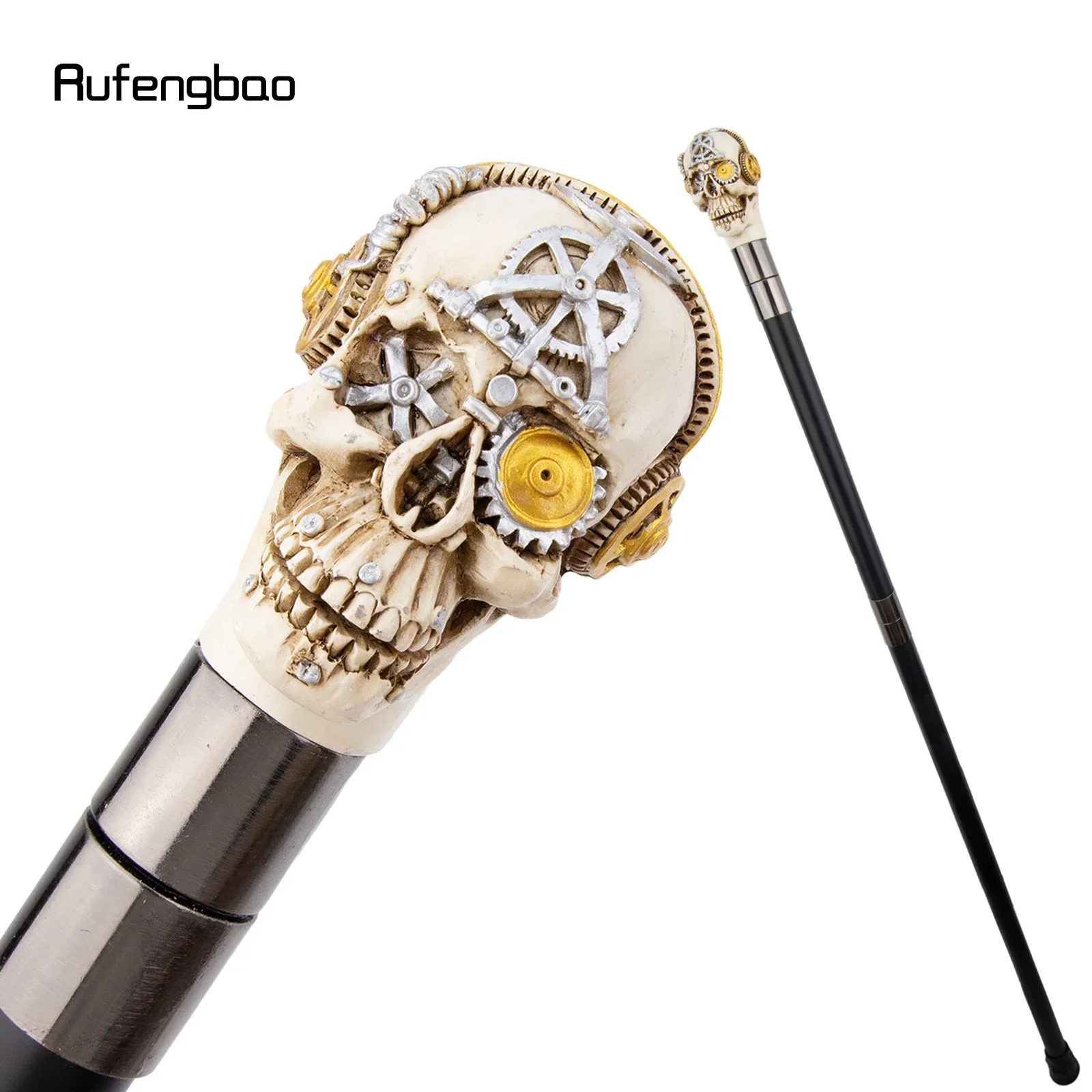 

Желтая смоляная шестерня, глаза, голова черепа, трость, модная декоративная стальная палочка, элегантная джентльменская ручка-трость для косплея, Crosier 94 см