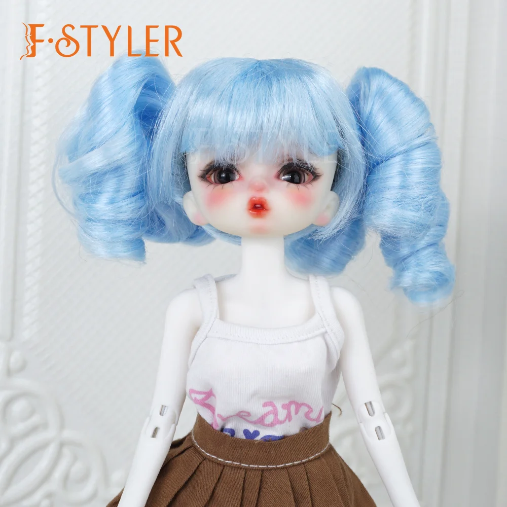 FStyler Doll Wig Double Curly Braids for BJD Doll Synthetic Mohair Various Colors Doll Accessories Hair Customization 1/3 1/4