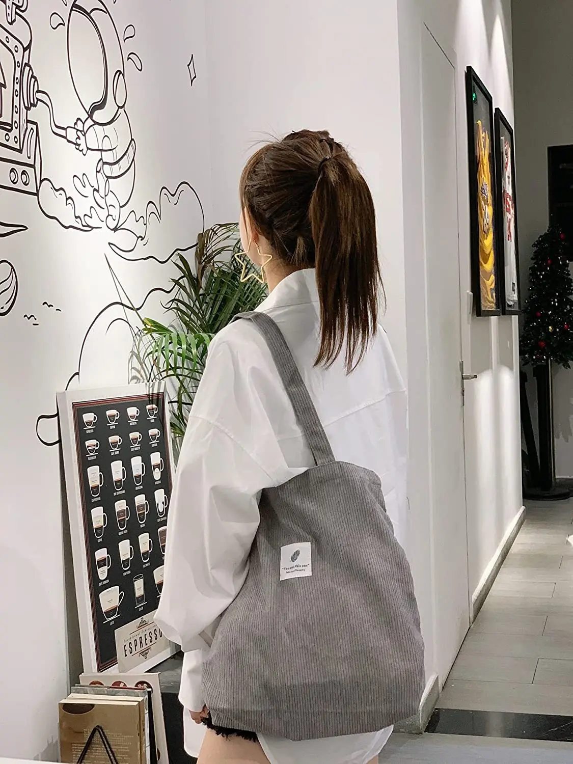 JIOMAY 2025 Damen Cord-Shopper-Tasche Stilvolle Tragetasche - Langlebige Casual Große Einkaufstasche mit Hoher Kapazität Perfekt für den Täglichen Gebrauch – Detail 16