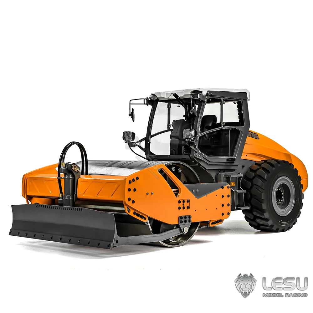 LESU 1/14 Metal RC Hydraulic Road Roller Aoue H13i Radio Controlled Construction Car Light Sound Heavy Machine Model