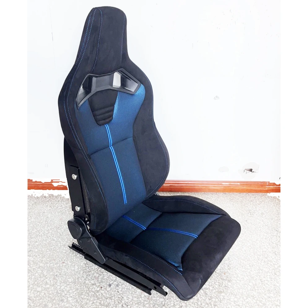1039RTF Flat Bottom Fiberglass Carbon Fiber Universal Bucket Sport Adjustable Leather Suede Car Sim Racing Seats