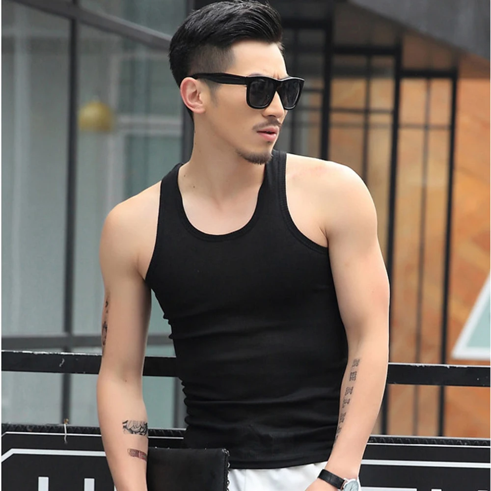 Summer Men\'s 100% Cotton Vest Sexy Underwear Sleeveless Tank Top Undershirts Breathable Gym Clothing Bodybuilding Tops T-shirts