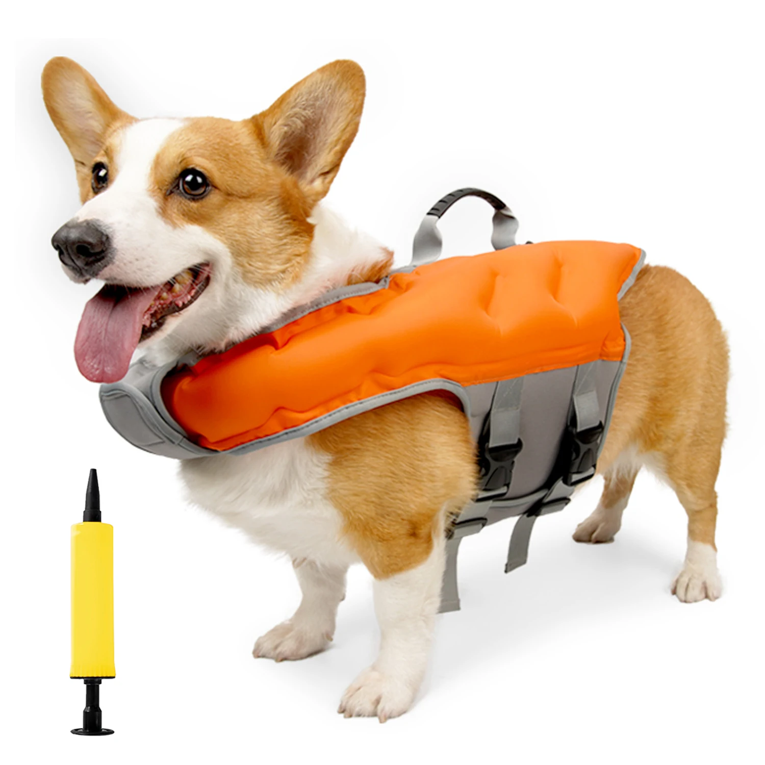 Life Jacket for Dog Inflatable Super Buoyancy Dog Life Vest with Free Air Pump Dog Life Preserver Safety Swimsuit for Beach Pool