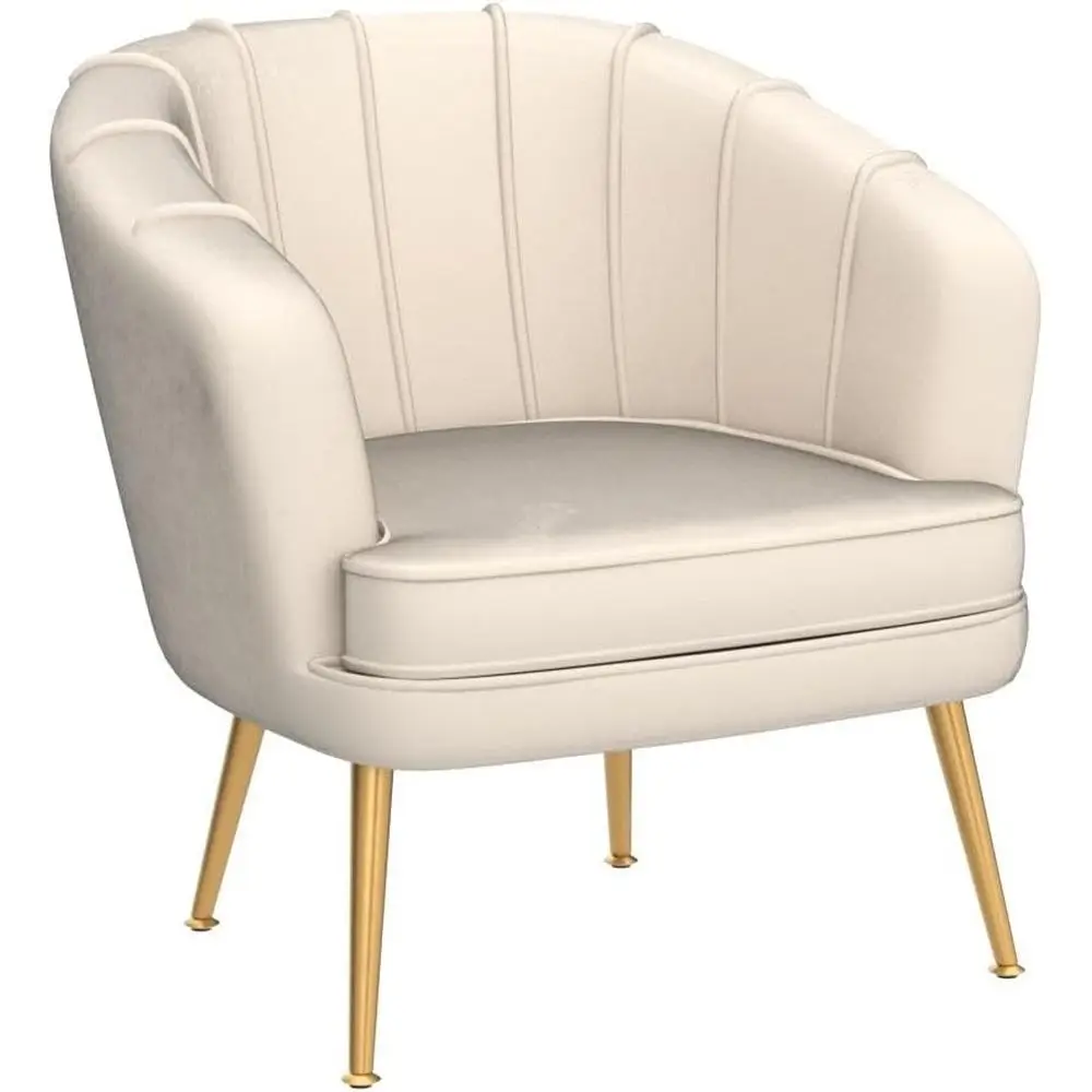 Velvet Accent Chair, Upholstered ern Single Soa Side Chair,Comy Barrel Club Living Room Armchair with n Metal Legs or Bedroom Li view 4