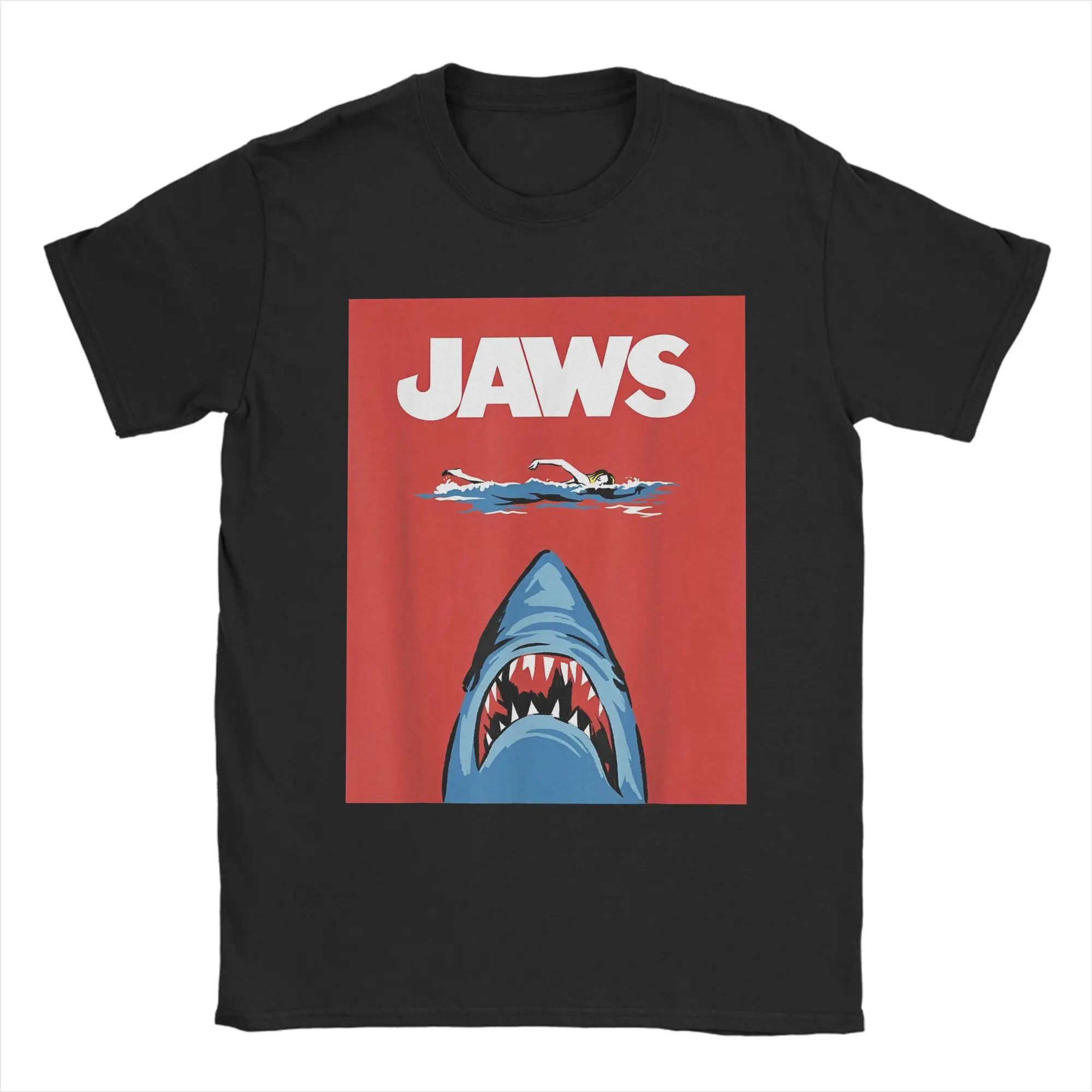 Jaws 50th Anniversary Poster Red Men T Shirts Movie Graphic Funny Tee Shirt Short Sleeve Round Neck T-Shirt 4XL 5XL 6XL Tops