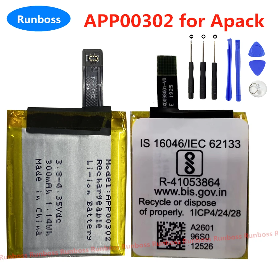 Battery For Apack APP00296 For Fossil Gen 3 3rd 5 /Fossil Julianna HR FTW6035 APP00276 APP00278 APP00221 APP00222 APP00302+tools