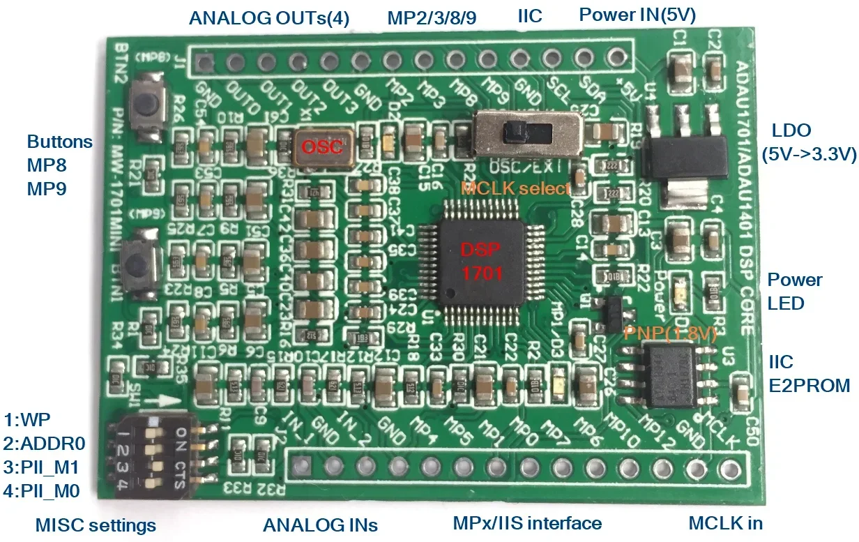 ADAU1701 / ADAU1401 DSP Mini Core Board