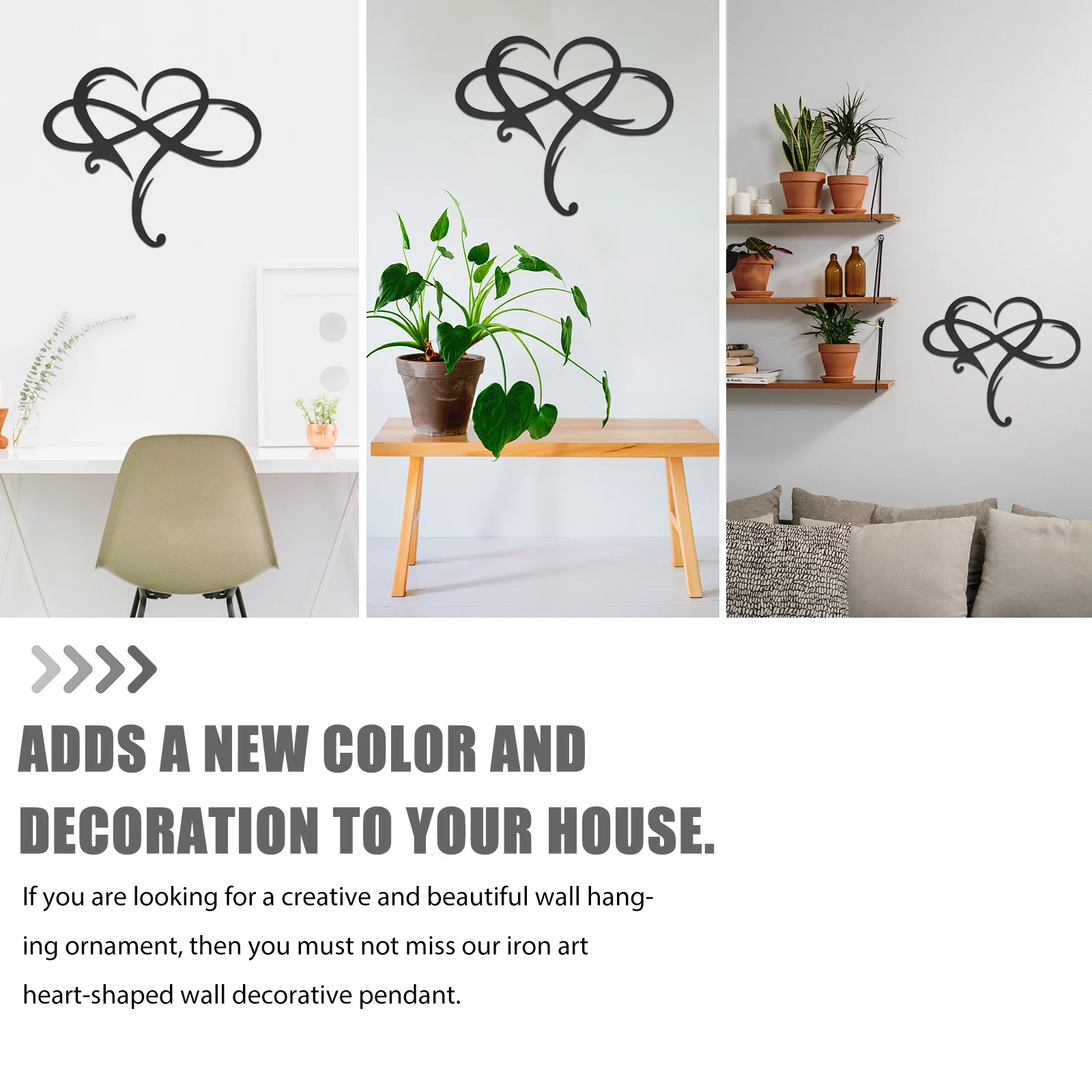 

1Pcs Wall Decoration Iron Art Loving Heart Pendant Home Wall Hanging Decorative Pendant Wrought Iron Heart Shape