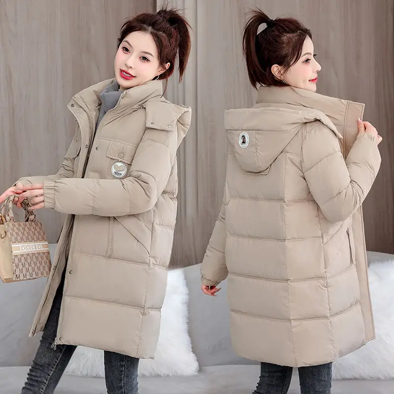 Women's Cotton Coat Mid-length Parkas Winter Warm New Puffer Jacket Down Cotton Jackets for Women Hooded Long-sleeved Top Thick