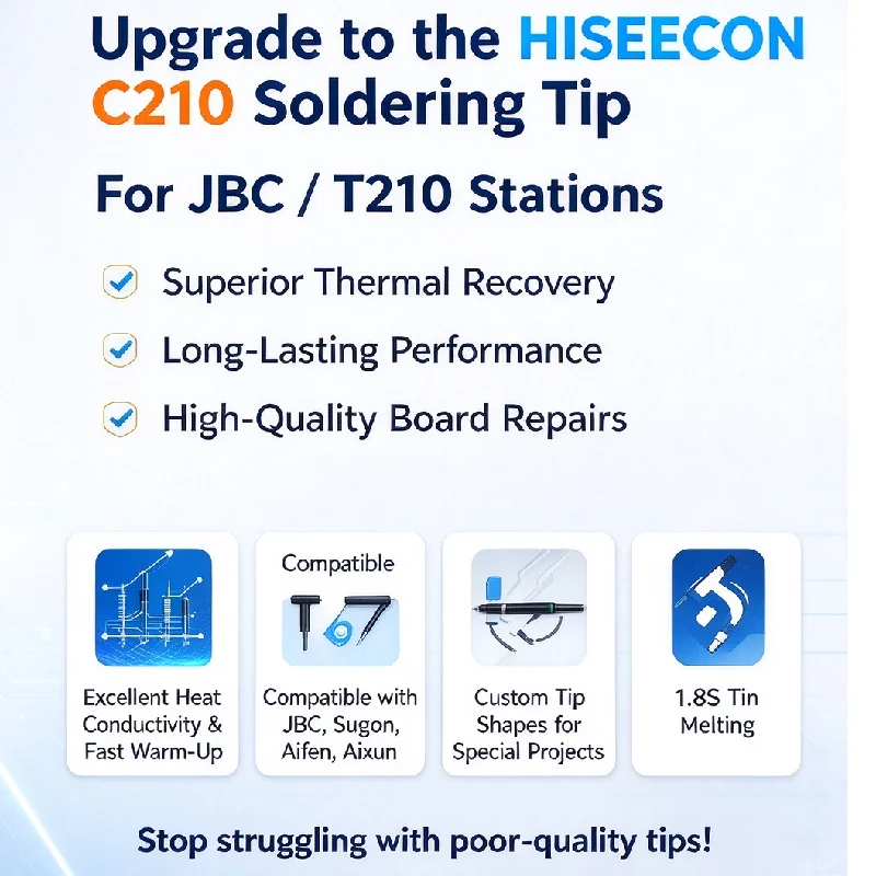 C210 Soldering Iron Tips Efficient Heat Conduction Compatible with Sugon Aifen Relife Maant GVM OSS T210 Soldering Iron Station