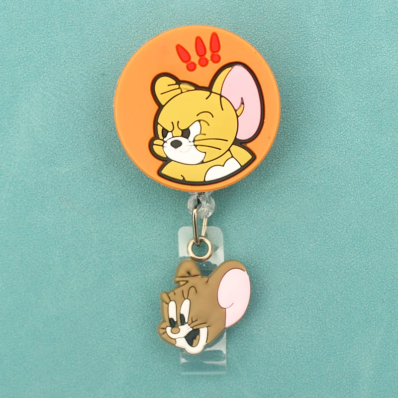 Funny Cat Mouse Double Head Style Badge Reel Nurse Enfermera ID Holder Girl Boy Retractable Name Card Holder Accessory