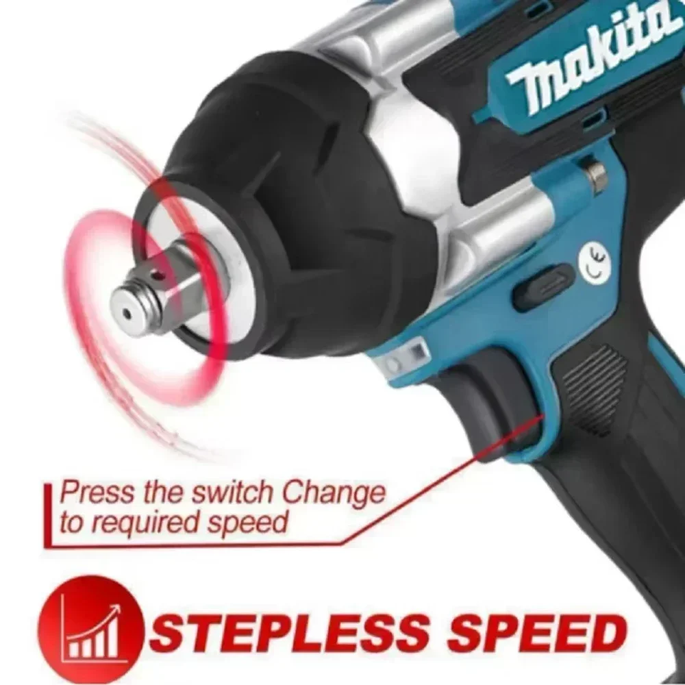 ใหม่【1000N.m】Original Makita DTW700 ประแจผลกระทบไฟฟ้า 1000 N.m แรงบิดสูง 1/2 นิ้วใช้งานร่วมกับแบตเตอรี่ Makita 18V