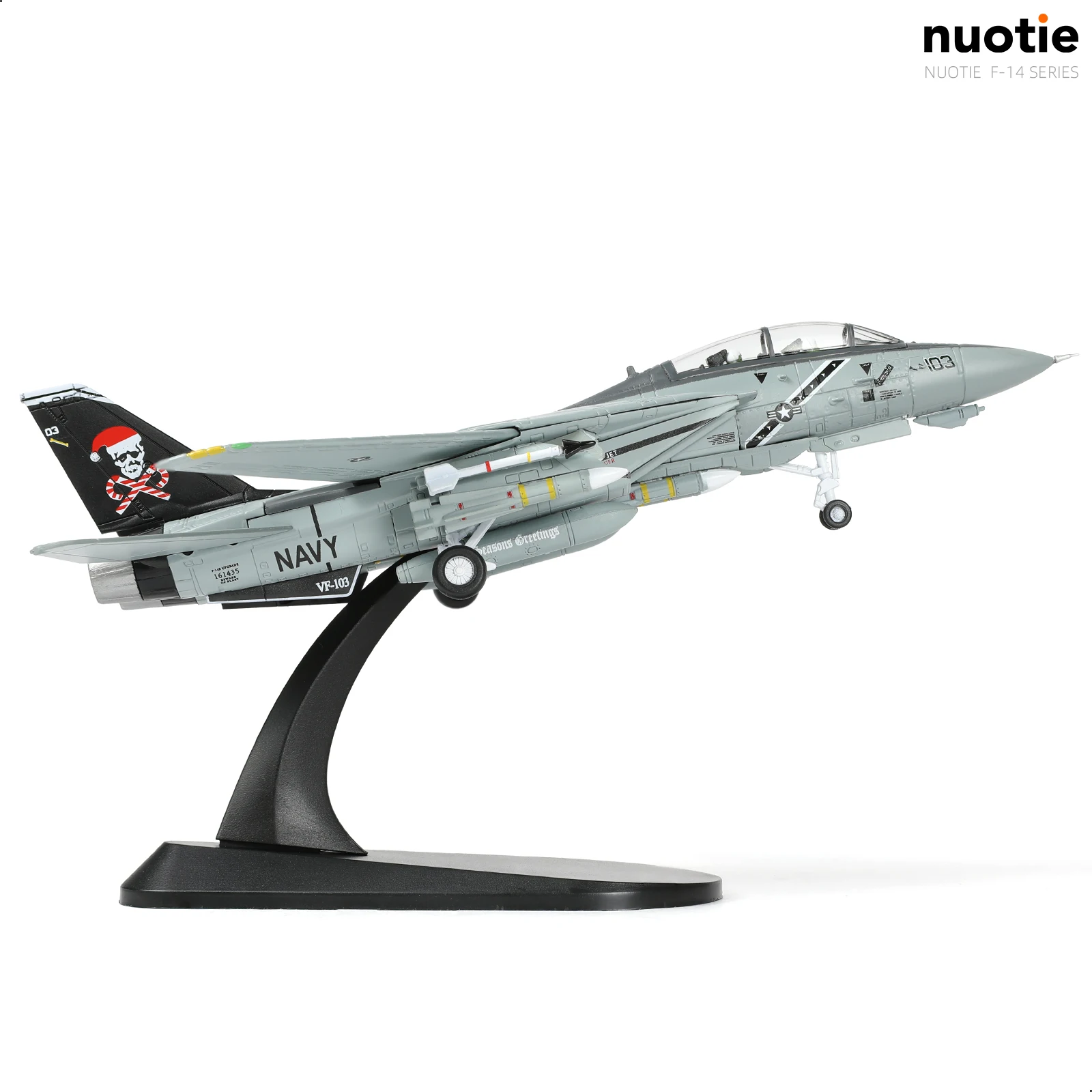 

NUOTIE 1/100 F-14B VF-103 Jolly Rogers Santa Cats Christmas Painting Pre-Built Diecast Model with Stand Collection Gift for Adul