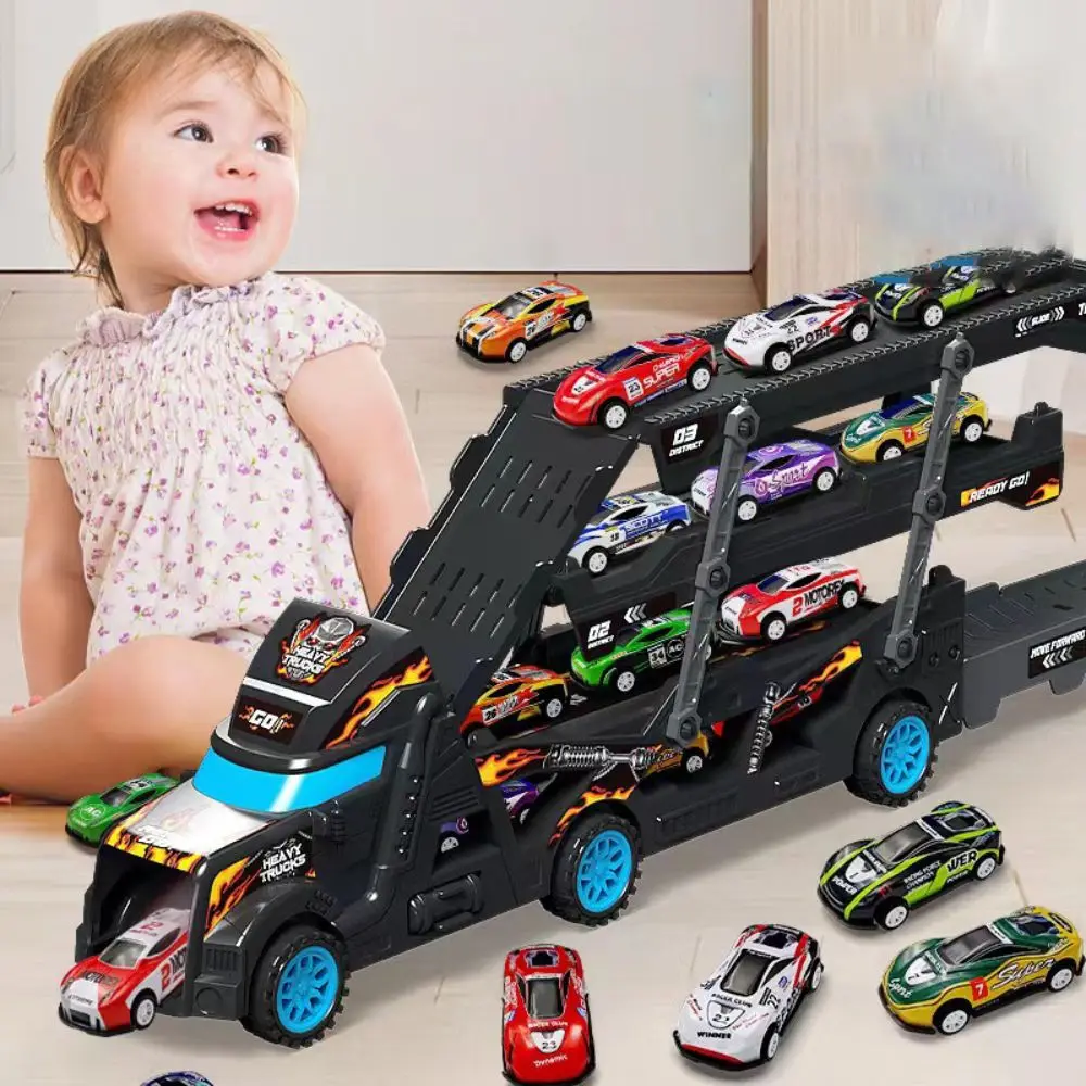 Resistant To Falling Truck Deformation Transporter Large Plastic Folding Ejection Toy Car Track Car Car Model Toys