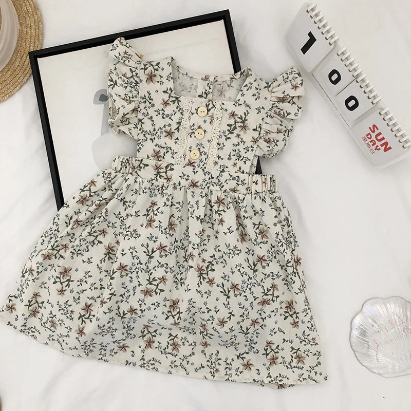 2022 New Summer Girls\' Dress Vest Denim Embroidery Casual Sleeveless Party Princess Dress Children\'S Baby Kids Girls Clothing