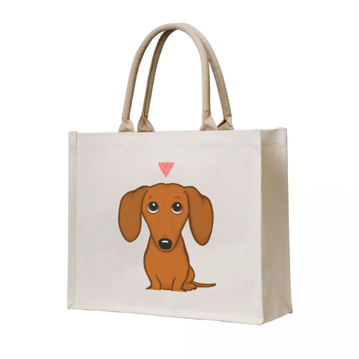 Cute Cartoon Dachshund with Heart Tote Bag Large bags for women Women's beach bags Lady bag