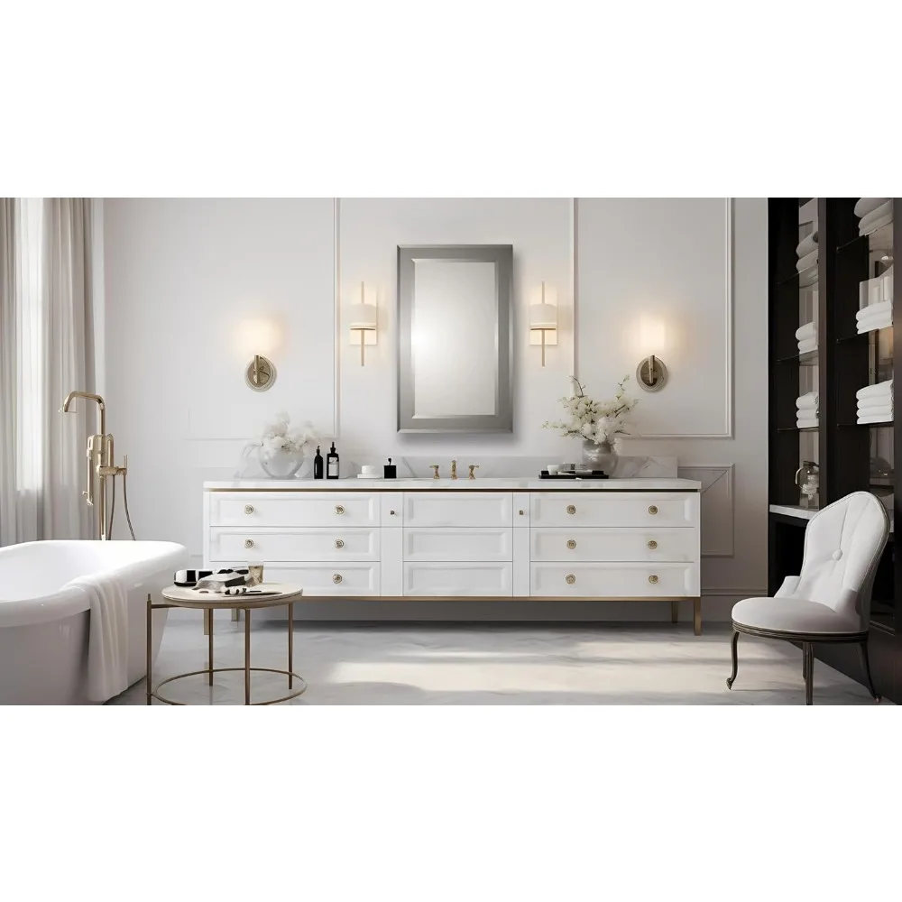 Framington Transitional Styled Beveled Rectangle Mirror Recessed Bathroom Medicine Cabinet 26”