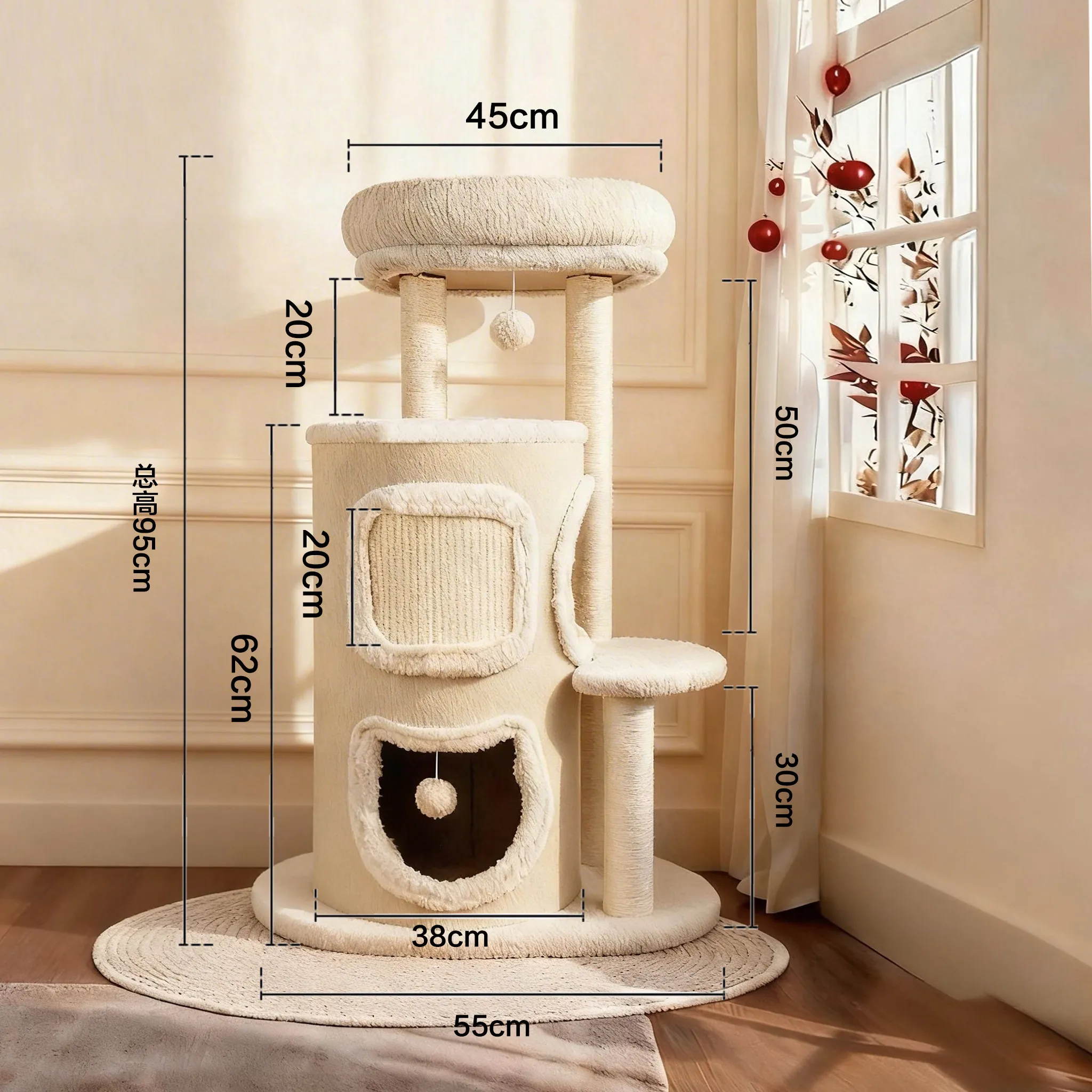 

Towers Scrapers Cat Tower House Accessories Luxury Cat Tower Wooden Climbing Scratcher Mat Rope Rascador De Gatos Pet Supplies