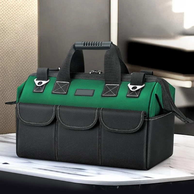 Bolsa herramientas multiusos, organizador con correa hombro ajustable, solución almacenamiento con boca apertura