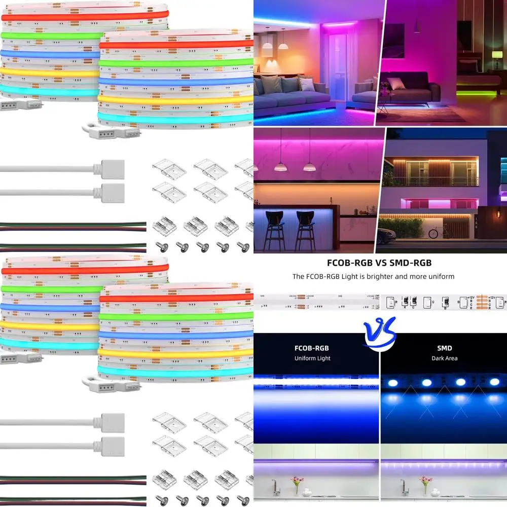 

Гибкая светодиодная лента высокой плотности, меняющая цвет, 840 светодиодов/метр, ширина 16,4 фута x 2, 10 мм, 24 В постоянного тока, внутренний декор (без контроллера)