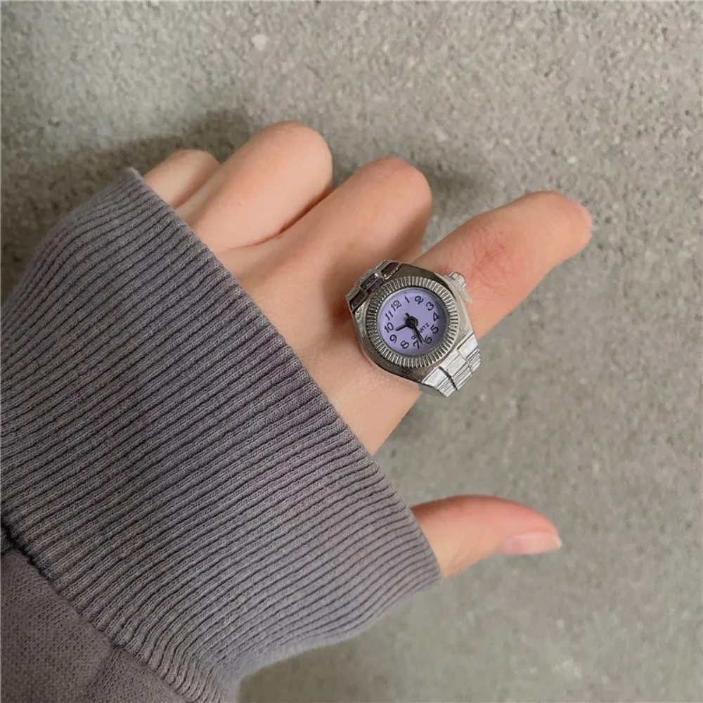 Hip Hop Vintage Rings Jewelry Clock Punk Alloy Roman Quartz Watch Retro Heart Shape Finger Watch Ring Couple
