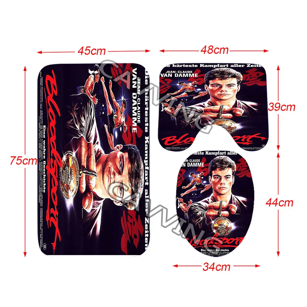 Jean Claude Van Damme 3D Shower Curtain Waterproof Bathroom Curtain Anti-slip Bath Mat Set Toilet Rug Carpet Home Decor H01