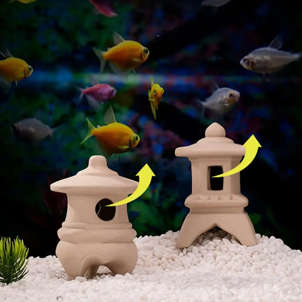 2pcs/set Ceramic Aquarium Decoration Fish Tank Landscaping Fish Shelter Spawning Tank Breeding House Cave Pottery Pot Ornaments