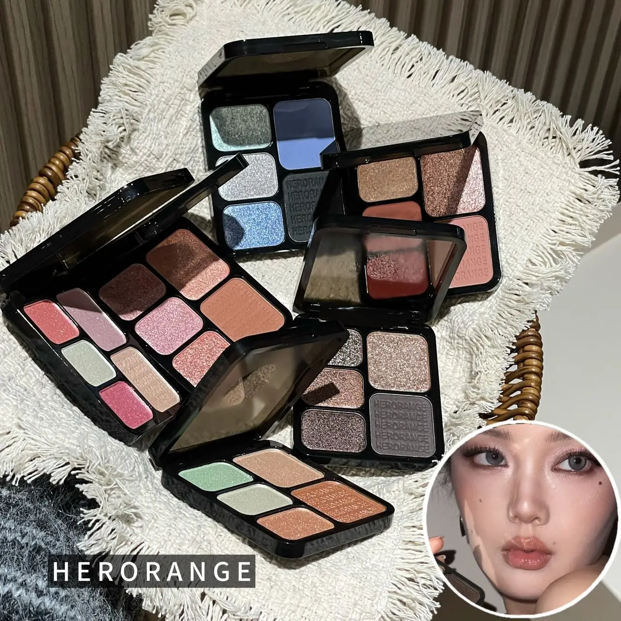 Herorange Five-Color Eyeshadow Palette Matte Shimmer Glitter Layered Looks Daily Makeup