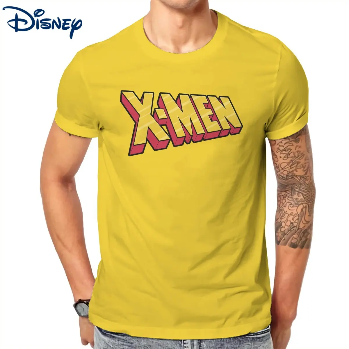 

Classic X-Men Red Gold T-Shirt Men The Wolverine Vintage Pure Cotton Tee Shirt O Neck Short Sleeve Disney T Shirt New Clothing