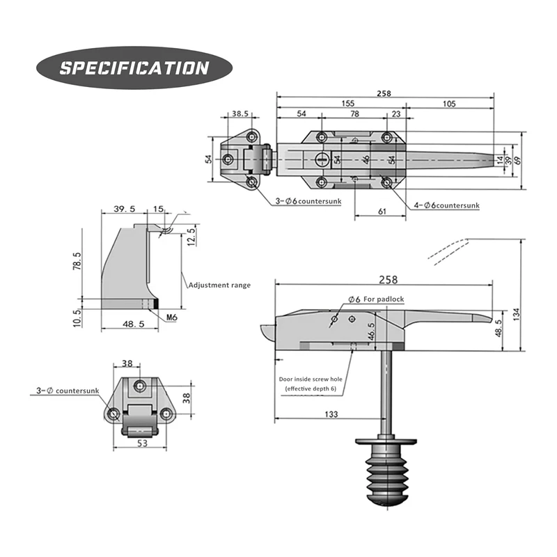 Pestillos de puerta de congelador, Kit de congelador resistente con llave y varilla de empuje de Metal sólido, duradero