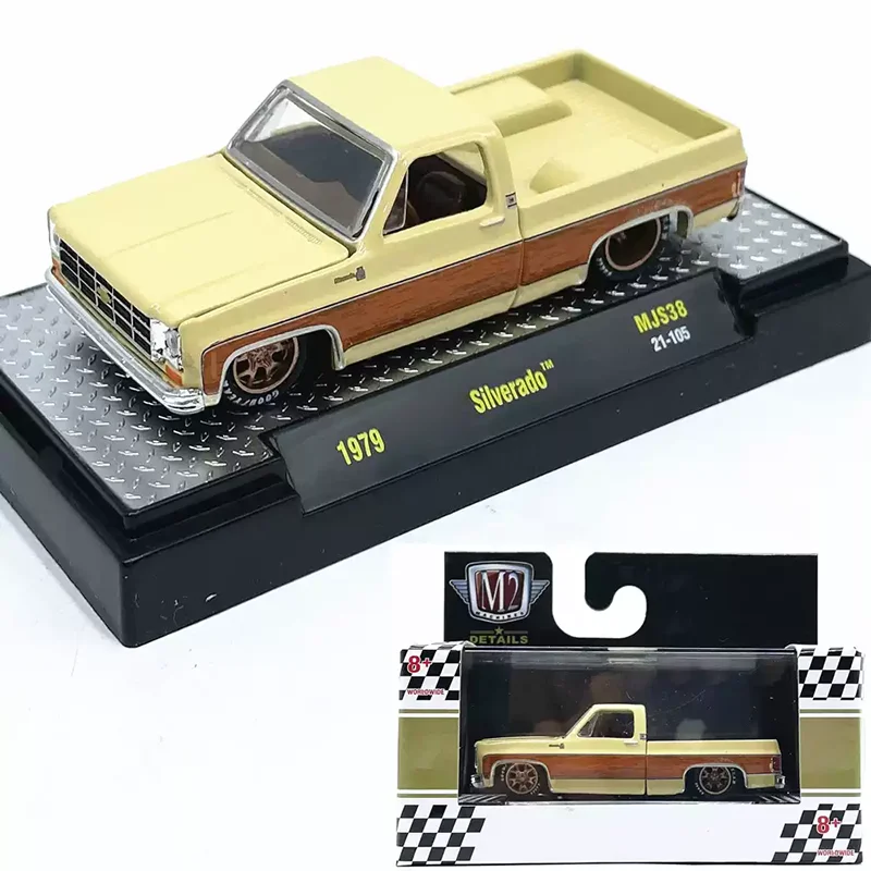 M2 Diecast Alloy 1/64 1979 Silverado/1973 Cheyenne 10 Pickup Truck Car Model Collection Static Display Ornament Toy Gift