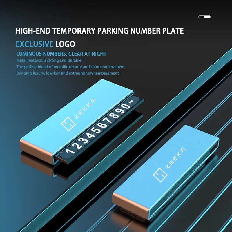 

Car Metal Temporary Parking Mobile Phone Number Plate For ZEEKR X 001 009 007 ZEEKR001 FR Accessories 2024 2023 Logo key case