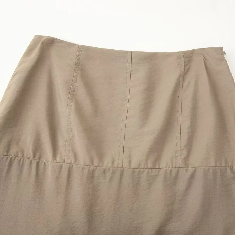 Saia de Verão 2025 Fena de Cintura Alta, Crimento Médio, Linha A, Moda, Ajustada, Solta, Tecido Premium, Estilo para o...