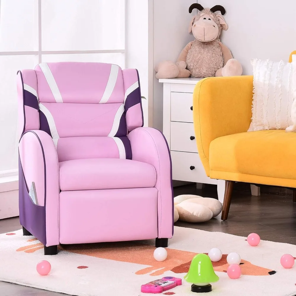 Kinder-Liegesofa, Kinder-Ledersessel-Couch mit Fußstütze, Kopfstütze, Gaming-Liegestuhl für Wohnzimmer, Kinderzimmer, Geburtstag