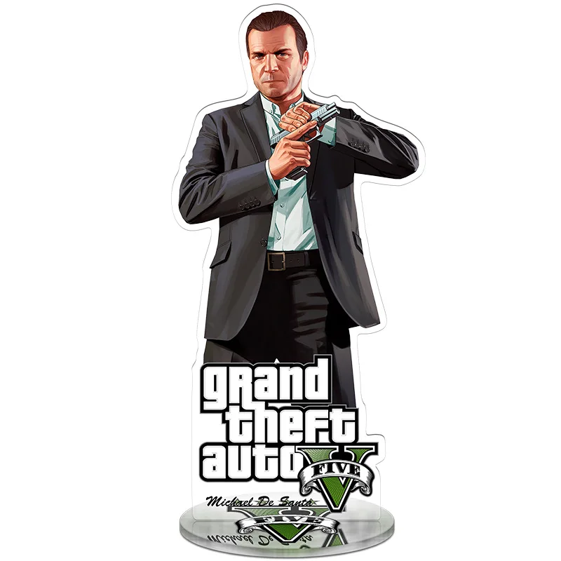 Gta 5 Game Acrylic Figure Display Stand Model Plate Double Sided Cartoon Design Wholesale Friends Girl Gift Ornaments Keychain