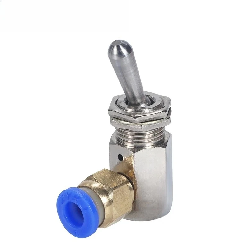 Valve Position 2 Way ON/OFF M5 Thread Toggles Switch TV-3S 2  Air Pneumatic Mechanical Valve w Fiittings