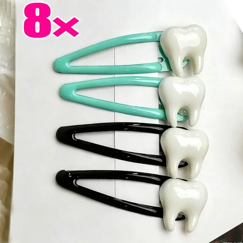 

2/8Pcs Sweet Simulation Teeth Hair Clips Spicy Girl Green Black Hair Accessories Hairpins Lovely Fashion BB Bangs Side Barrettes