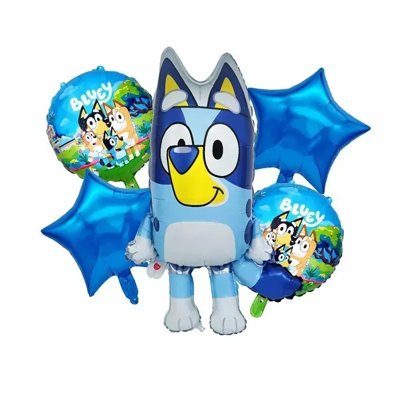 Bluey Family New Cartoon Aluminum Balloon Cartoon Game Toy Blue Orange Brouy Balloon Decoration Set Birthday Party Supplies