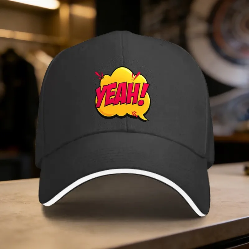 YEAH! Comic Print Adjustable Baseball Cap Lightweight Cotton Blend Casual Hat for Men Women